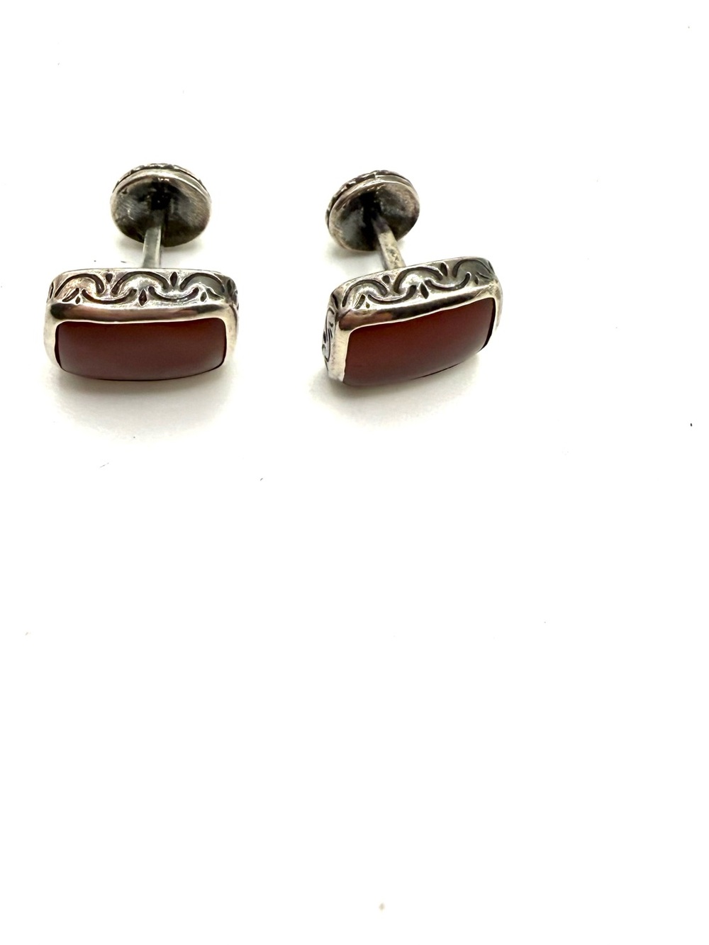 Konstantino 18k Sterling Silver Cufflinks with Carnelian-Red Stones